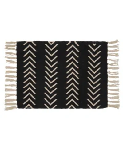 Saro Lifestyle Chevron Placemat Set Of 4 In Black