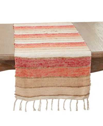 Saro Lifestyle Chic Stripes Table Runner, 16"x72" In Orange