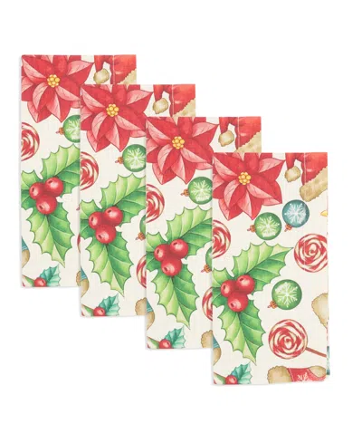 Saro Lifestyle Christmas Napkin, Set Of 4 In Multi