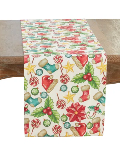Saro Lifestyle Christmas Table Runner, 14" X 72" In Multi