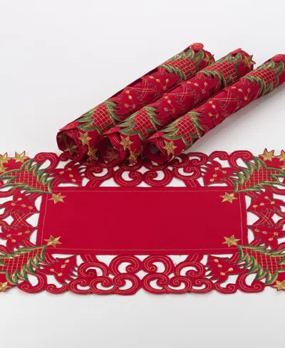 Saro Lifestyle Christmas Tree Placemats, Set Of 4 In Red