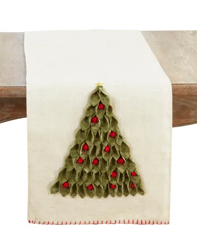 Saro Lifestyle Christmas Tree Table Runner, 14" X 72" In Multi