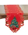 Saro Lifestyle Christmas Tree Table Runner, 14" X 72" In Red
