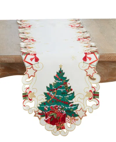 Saro Lifestyle Christmas Tree Table Runner, 14" X 72" In White