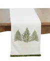 Saro Lifestyle Christmas Trees Table Runner, 13" X 72" In White