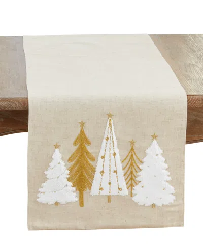 Saro Lifestyle Christmas Trees Table Runner, 16" X 70" In Brown