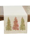 Saro Lifestyle Christmas Trees Table Runner, 16" X 72" In Brown