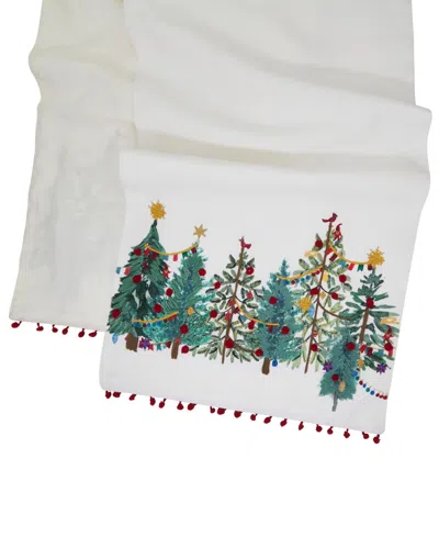 Saro Lifestyle Christmas Trees Table Runner, 16" X 72" In Multi