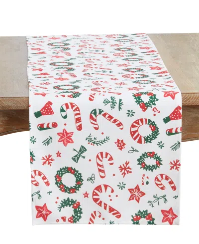 Saro Lifestyle Christmas Wrapping Paper Table Runner, 16" X 72" In Red