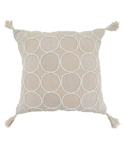 Saro Lifestyle Circle Stitch Decorative Pillow, 18" X 18" In Neutral
