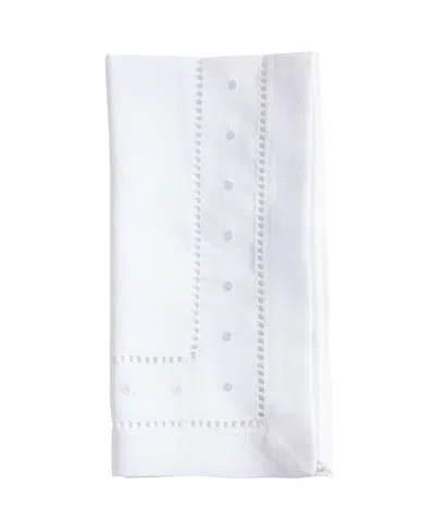 Saro Lifestyle Classic Hemstitch With Embroidered Border Dinner Napkin Set Of 12, 20"x20" In White
