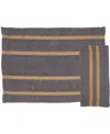 Saro Lifestyle Classic Stripe Placemats And Napkins, Set Of 8 In Navy Blue