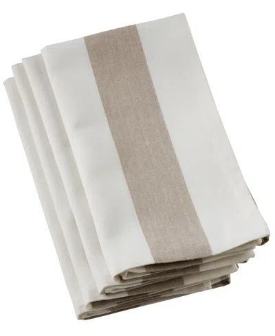 Saro Lifestyle Classic Striped Napkins, Set Of 4 In Brown