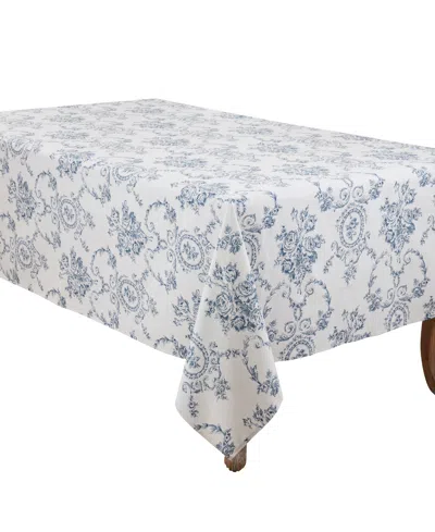 Saro Lifestyle Classic Toile Floral Linen Blend Tablecloth, 60" X 104" In Blue