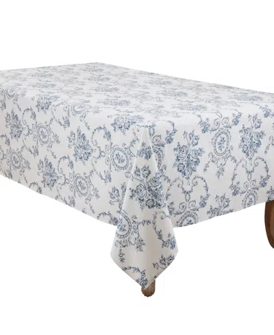 Saro Lifestyle Classic Toile Floral Linen Blend Tablecloth, 60" X 120" In Purple