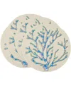 Saro Lifestyle Coastal Coral Beaded Placemats, 15" Round In Aqua