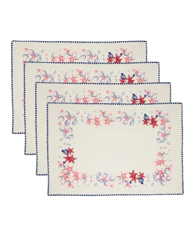 Saro Lifestyle Coastal Starfish And Shell Cotton Placemats, Set Of 4 In Multi