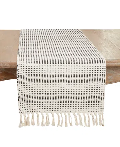 Saro Lifestyle Contemporary Dash Stripe Table Runner, 16"x72" In Neutral