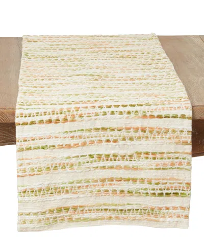 Saro Lifestyle Contemporary Stripe Woven Table Runner, 16" X 72" In Green