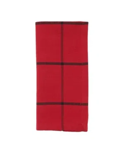 Saro Lifestyle Cotton Table Napkins With Simple Plaid Design, Set Of 4, 20" X 20" In Red