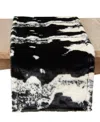 Saro Lifestyle Cow Hide Design Faux Fur Table Runner, 16" X 120" In Black