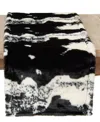 Saro Lifestyle Cow Hide Design Faux Fur Table Runner, 16" X 72" In Black
