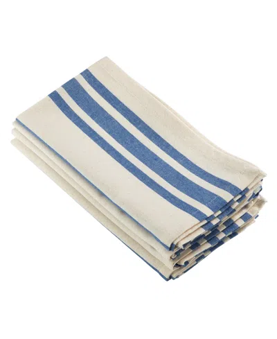 Saro Lifestyle Dauphine Collection Striped Design Dinner Napkins, Set Of 4 In Blue
