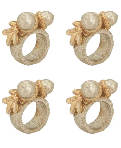 Saro Lifestyle Decorative Acorn Resin Napkin Rings, Set Of 4 In Gold