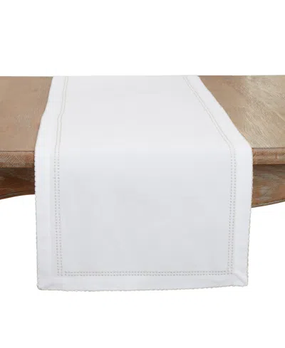 Saro Lifestyle Detailed Edge Embroidery Table Runner, 16"x72" In Silver