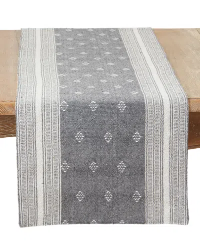 Saro Lifestyle Diamond Patterned Woven Stripe Table Runner, 16" X 72" In Gray