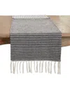 Saro Lifestyle Duo-tone Stripe Table Runner, 16"x72" In Black,white