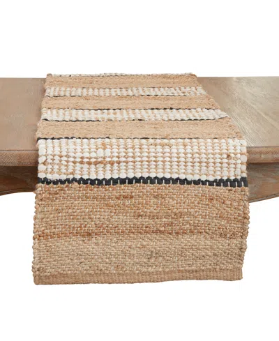 Saro Lifestyle Earthy Jute Stripe Table Runner, 16"x72" In Natural