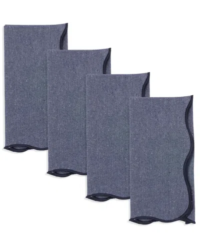 Saro Lifestyle Eco Chic Scallop Napkin, Set Of 4 In Blue