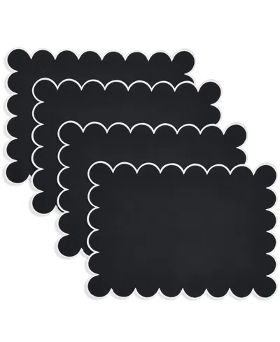 Saro Lifestyle Eco Scallop Border Placemat, Set Of 4 In Black