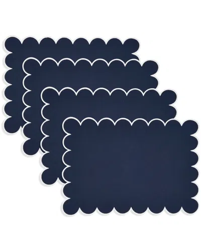 Saro Lifestyle Eco Scallop Border Placemat, Set Of 4 In Blue