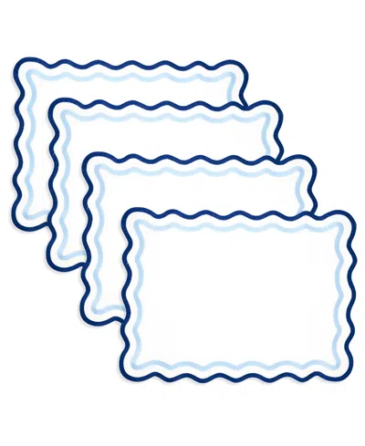 Saro Lifestyle Eco Scallop Border Placemat, Set Of 4 In Blue