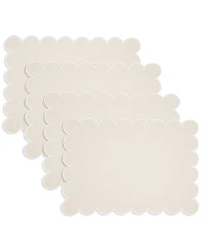 Saro Lifestyle Eco Scallop Border Placemat, Set Of 4 In Brown