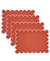 Saro Lifestyle Eco Scallop Border Placemat, Set Of 4 In Brown
