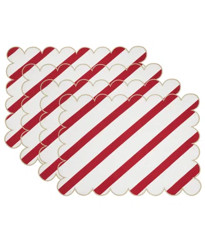 Saro Lifestyle Eco Scallop Border Placemat, Set Of 4 In Gold