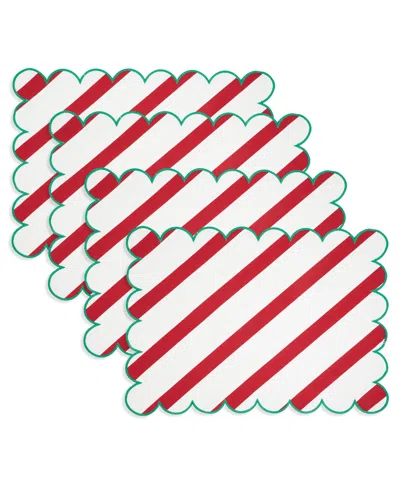 Saro Lifestyle Eco Scallop Border Placemat, Set Of 4 In Green