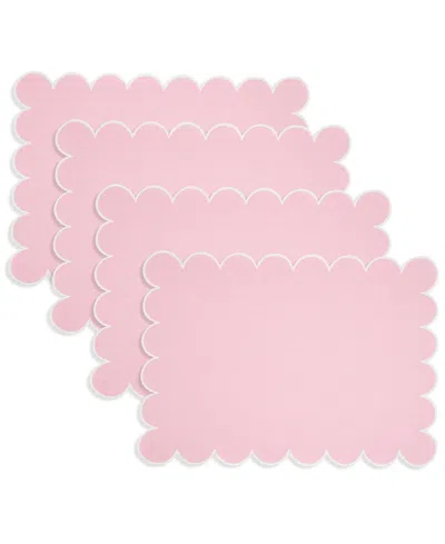Saro Lifestyle Eco Scallop Border Placemat, Set Of 4 In Pink