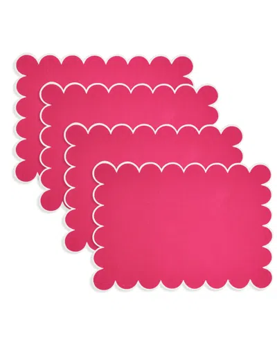 Saro Lifestyle Eco Scallop Border Placemat, Set Of 4 In Pink