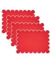 Saro Lifestyle Eco Scallop Border Placemat, Set Of 4 In Red