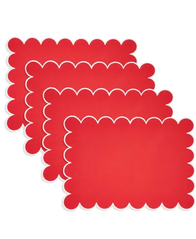 Saro Lifestyle Eco Scallop Border Placemat, Set Of 4 In Red