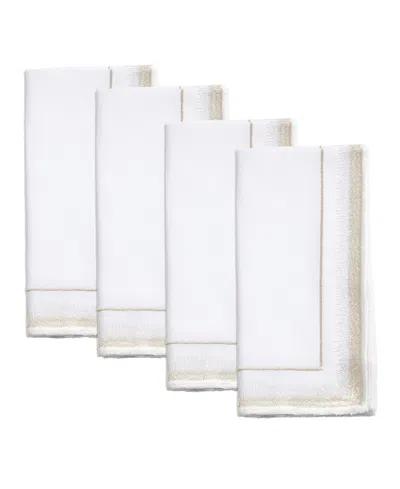 Saro Lifestyle Elegant Embroidery Detail Napkin, Set Of 4 In Champagne