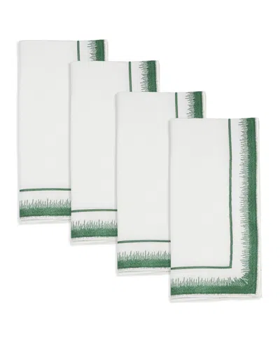 Saro Lifestyle Elegant Embroidery Detail Napkin, Set Of 4 In Green
