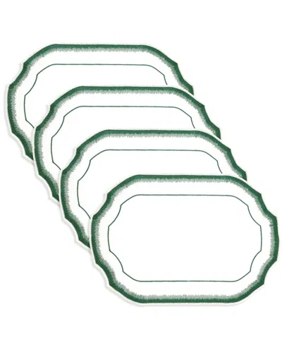 Saro Lifestyle Elegant Embroidery Detail Placemat, Set Of 4 In Green