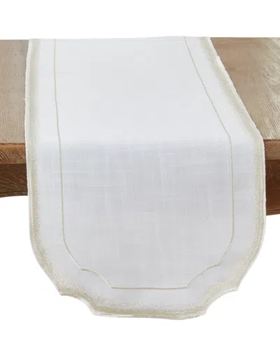 Saro Lifestyle Elegant Embroidery Detail Table Runner, 16" X 70" In Champagne