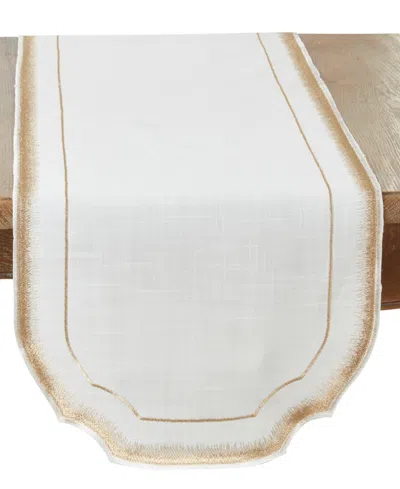 Saro Lifestyle Elegant Embroidery Detail Table Runner, 16" X 70" In Gold