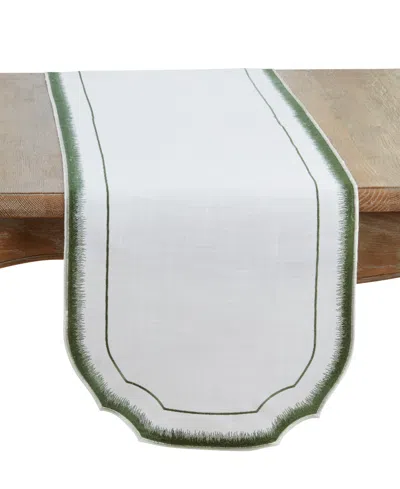 Saro Lifestyle Elegant Embroidery Detail Table Runner, 16" X 70" In Green